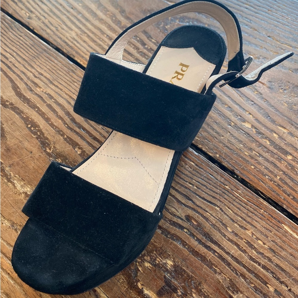 Elegant Black Prada Suede Women's Platform Wedge
